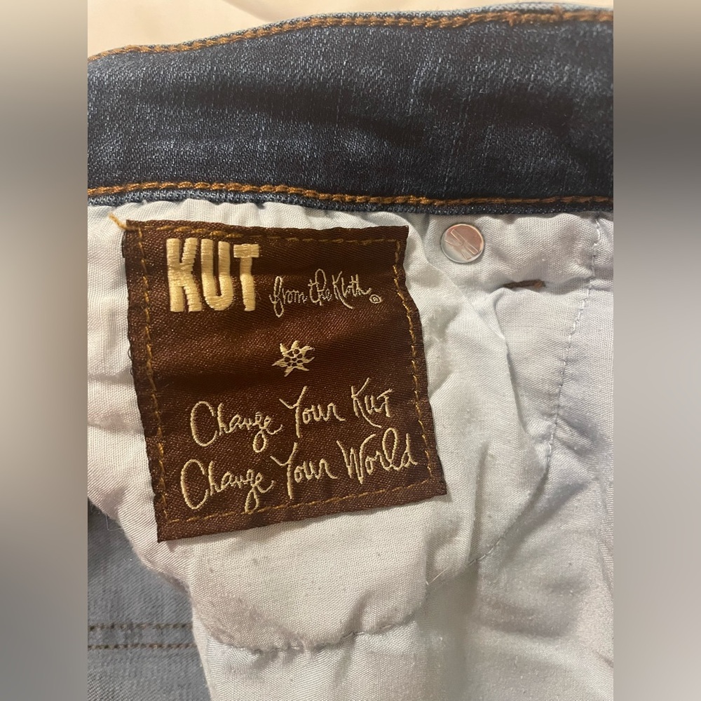 Kut from the Kloth size 10 blue high rise Asher Straight Leg cuffed jeans - Picture 5 of 7